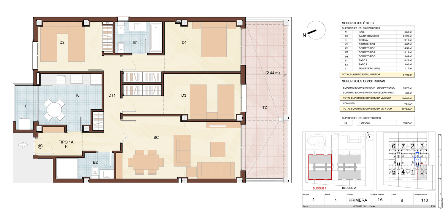 Plano de vivienda de 3 dormitorios de Puerta de Boadilla