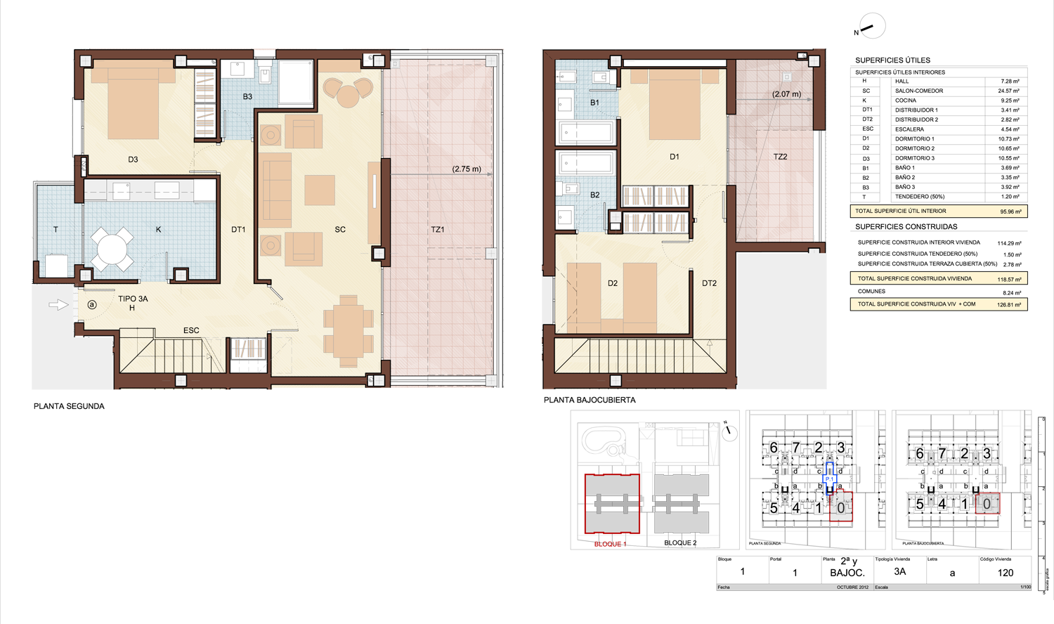 Plano grande de ático dúplex de 2 dormitorios de Puerta de Boadilla